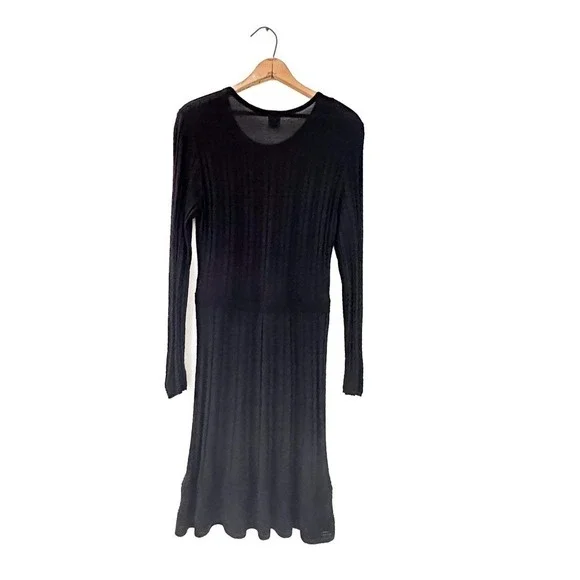 M Missoni Black Textured Knit Fit & Flare Dress  Long Sleeve  Size 46 -  jharfar.in